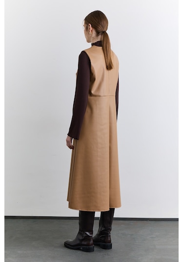 Manuka Cep Detaylı Deri Elbise Camel Aw25elb00009-05 Camel