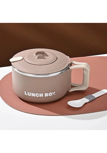 304 Paslanmaz Çelik Anında Erişte Ramen Kapaklı Kase Meyve Açık Gri