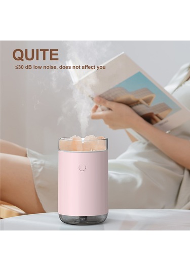 Skycity Pembe Usb Tuz Lambalı Nemlendirici, Renkli Işık Ve Aromaterapi Fonksiyonlu Yatak Odası Gece Lambası