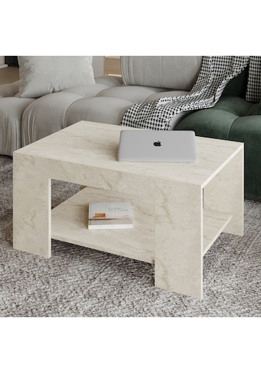 Lina Orta Sehpa Modern Minimal Tasarım Traverten