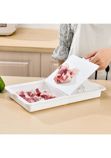 Beyaz Üçlü Meyve Plastik Kesme Tahtası Çok Fonksiyonlu Kesme Tahtası Mutfak Kesme Tahtası Mutfak Aracı