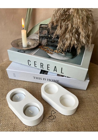 Dairesel Tealight Mumluk/şamdanlık 2 Li 14-7 Cm Beyaz