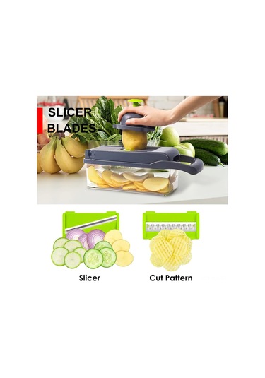 Gajeena 11 Fonksiyonlu Mutfak Kesici: Sebze Ve Meyve Dilimleyici, Julienne Ve Küpleyici, Taze Salata Hazırlama Aleti Yeşil