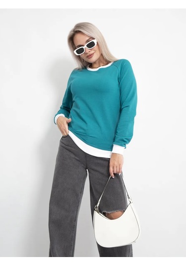 Halıma.style İnce Kumaşlı Temel Günlük Sweatshirt 326258206 Açık Mavi