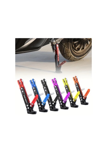 Chuangyinshop 1pc Red Ayarlanabilir Alaşım Motosiklet Yan Sehpası Universal 150kg Kapasite Kıcry