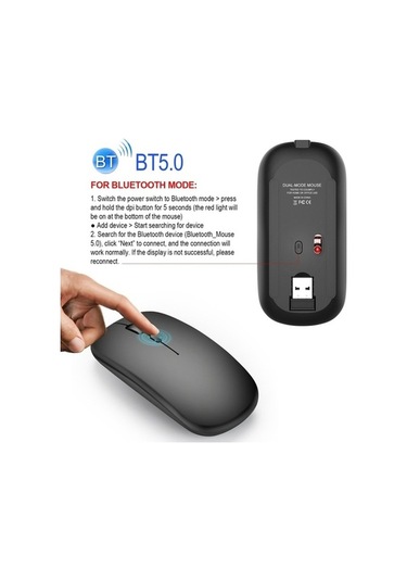 Tongxida M90 2,4 Ghz Super İnce Sessiz Kablosuz Mouse, 2 Modlu, Hızlı Kullanıcı M-90