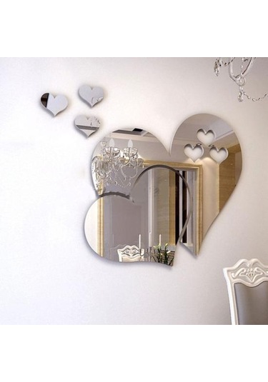 Beyaz 1 Takım Duvar Çıkartmaları Yapışkanlı Çıkarılabilir Düz Renk Kalp Şekli Beyaz