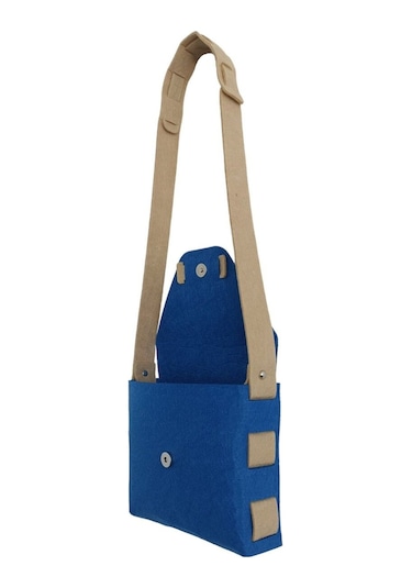 Kız Çocuk Omuz Çantası Keçe Sağlıklı Dikişsiz Etkinlik Günlük Çanta Mavi-kahve Mavi