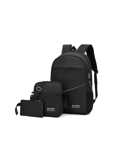Siyah Yeni Varış Sırt Çantası Omuz Çantası Erkek İş Dizüstü Sırt Çantası Eğlence Çantası Açık Seyahat Çantası Üç Parçalı Takım Elbise
