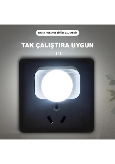 2 Adet Mini Usb Gece Lambası Beyaz