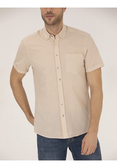 Pierre Cardin Erkek Bej Gömlek Kısa Kollu 50268184-vr011 Pierre Cardin Erkek Bej Gömlek Kısa Kollu 50268184-vr011