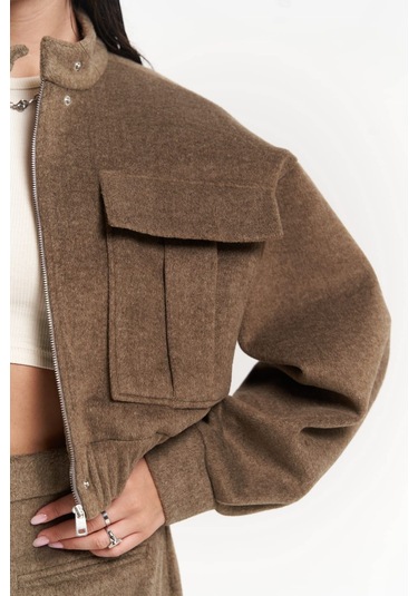 Tenby Soft Kahve Crop Ceket-etek Takım Soft Kahve
