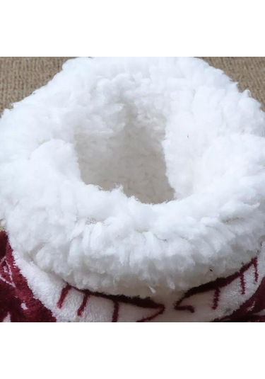 Ev Terliği / Yüksek Topuklu Sıcak Noel Terliği - Gri Sabah Terliği