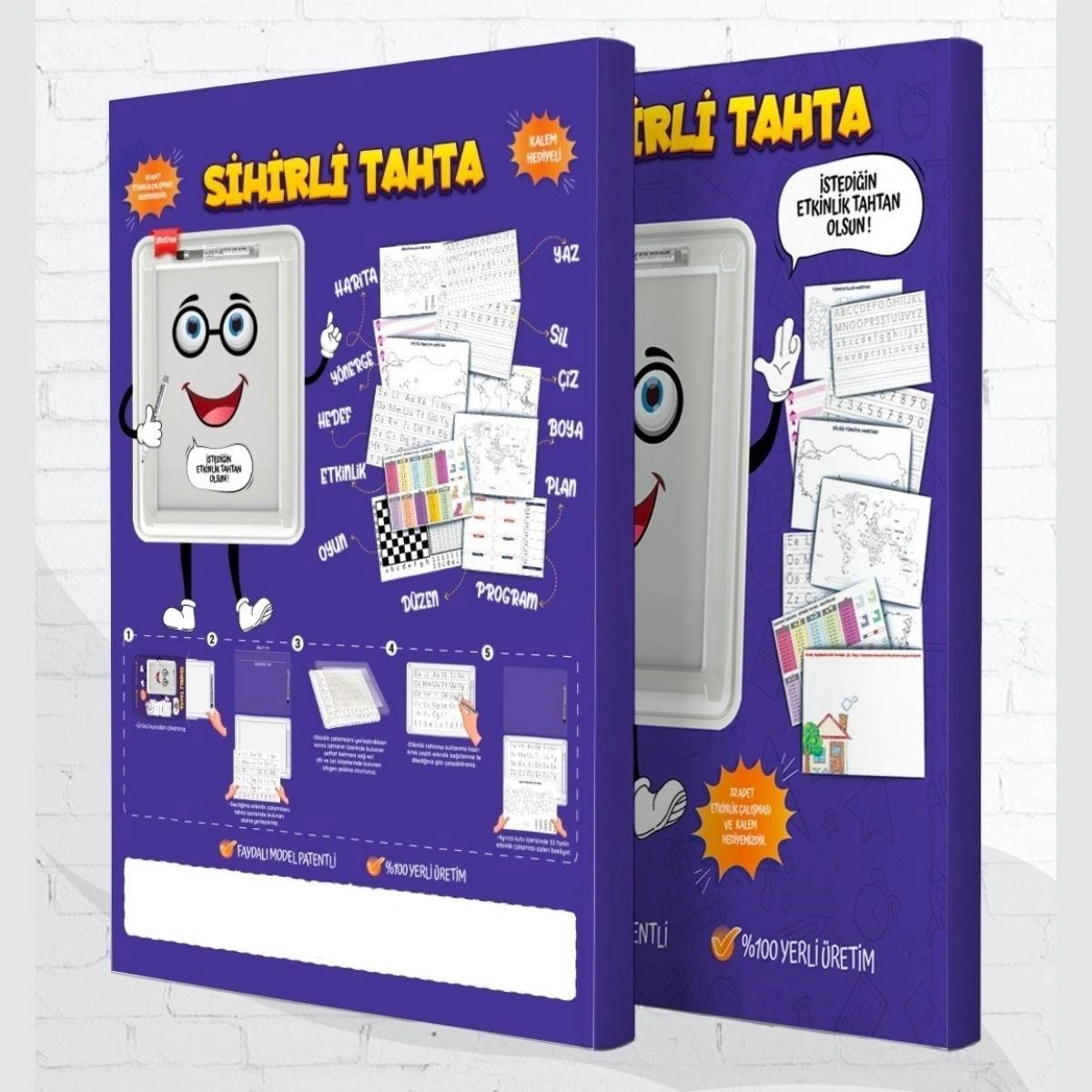 Ams Net 32 Farklı Etkinlikli Kalem Ve Silgi Hediyeli Eğitici Sihirli Etkinlik Tahtası Beyaz