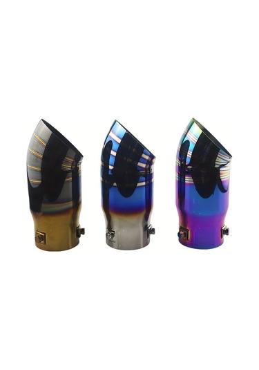 Besthome1 Siyah Altın Renk Araç Egzoz Borusu Paslanmaz Çelik Krom Mavi Dekorasyon Aksesuar