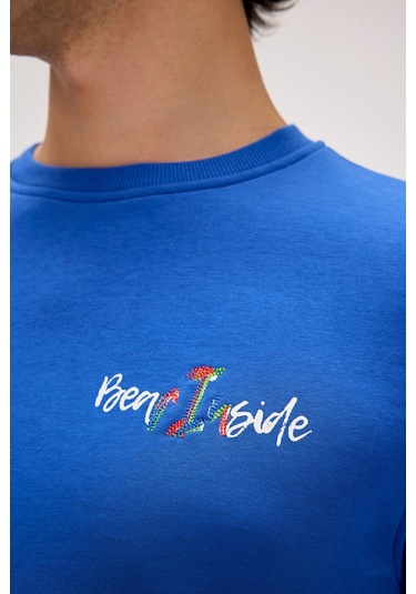 Bad Bear Splashy Erkek Baskılı Sweatshirt - Saks Mavi