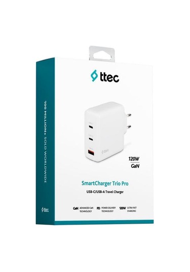 Ttec Smartcharger Trio Gan 120w Pd Seyahat Hızlı Şarj Aleti 2 Usb-c+usb-a