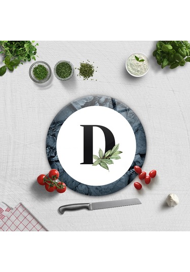 Decorita Cam Kesme Tahtası - Cam Kesme Tablası - Harfli Tasarım D Çap 32 CM