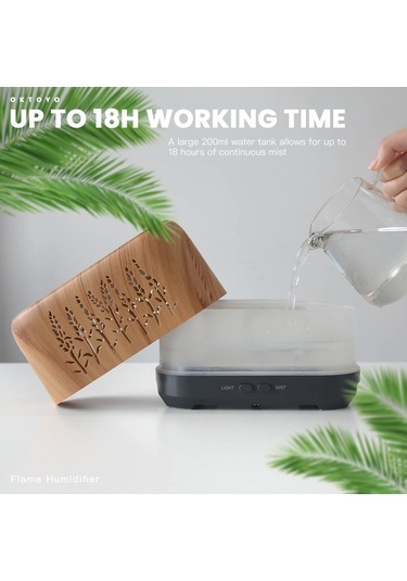Yifomall Alev Işıklı Esansiyel Yağ Difüzörü, Aromaterapi Esansiyel Yağları İçin Geliştirilmiş Süper Hava Nemlendirici