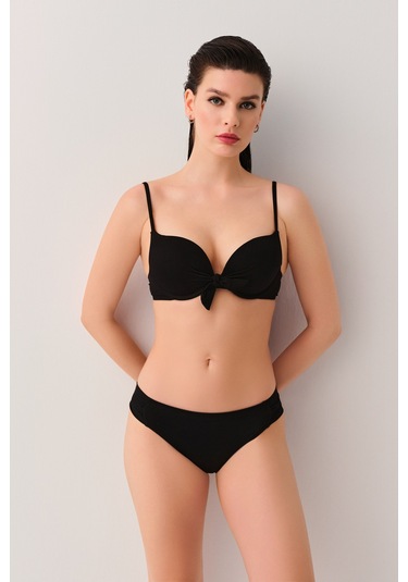 Suwen Yanı Pileli Bikini Alt Sbn25560012 Siyah