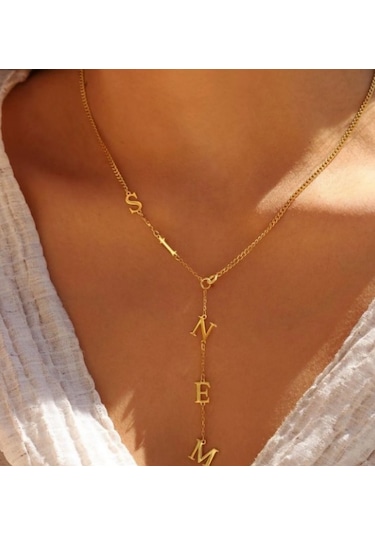 Kadın Gümüş Kolye - Y Model Kişiye Özel Isim Işıklı Kutuda Sevgiliye Eşe Hediye Altın - Rose Gold