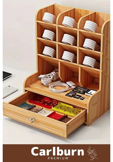 Özel Üretim Demonte Ev Ofis Çalışma Masası Dayanıklı Bölmeli Çekmeceli Ahşap Organizer Çok Renkli