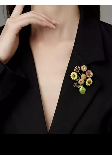 Especailly For You Van Gogh Güneşi Kadın Broş Van Gogh Güneşi İle Kadıbroş 191575013 Gri