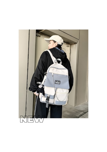 Gençler İçin Şık Ve Fonksiyonel Unisex Sırt Çantası Büyük Kapasiteli Kore Tarzı Harajuku Tasarımı, Okul Ve Günlük Kullanım İçin Modaya Uygun Erkek Ve Kız Öğrenci Çantası Bej