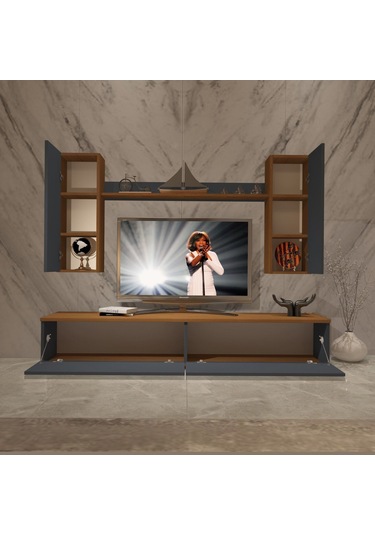 Decoraktiv Eko 7 Mdf Std Tv Ünitesi Tv Sehpası Ceviz - Antrasit