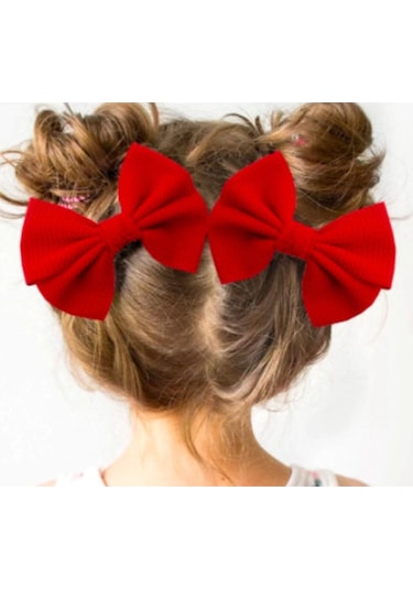Bow - Fiyonklu Elastik Saç Klips Toka Her Yasa Uygun - Saç Aksesuarları Somon