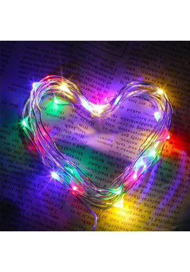 Pilli Renkli Peri Led Işık Dekoratif Aydınlatma 5 Metre Rgb Led Kahverengi