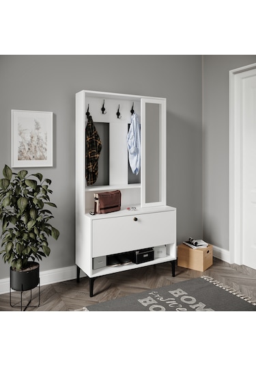 Valentino White Raflı,aynalı,kapaklı Ayakkabılık/vestiyer/portman