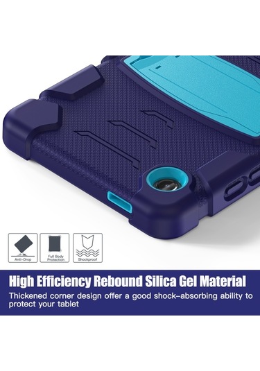 Samsung Galaxy Uyumlu Tab A9 3 Katmanlı Koruma Ekran Çerçevesi + Pc + Silikon Şok Geçirmez Kombinasyon Tableti Tutucu İle