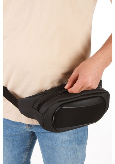 Siyah Günlük Çapraz Bel Ve Omuz Çantası Pos Makinası Uyumlu Çapraz Çanta Siyah