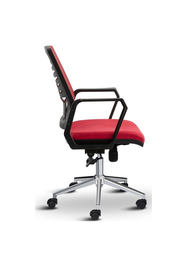 Asbir Mobilya Metis Metal Ayaklı Çalışma Koltuğu Ofis Sandalyesi Kırmızı