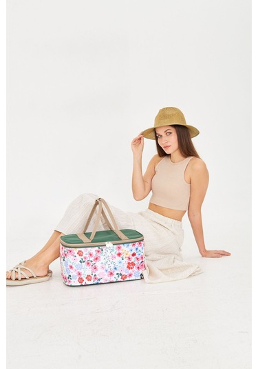 Superbag 22 Litre Piknik/kamp Çantası Sepeti. Termal Termos Çanta Sıcak-soğuk Koruma Sağlar Flower-250135 Flower Çok Renkli