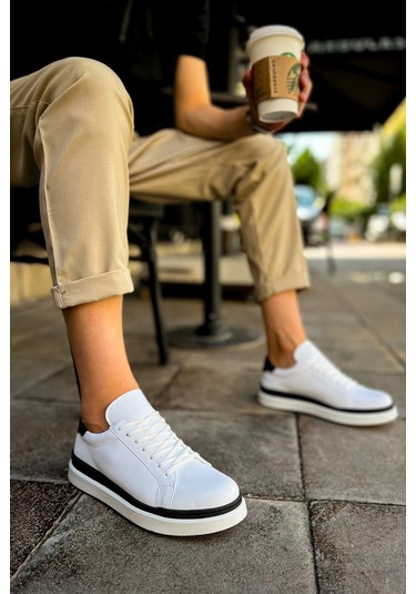 Ch979 - Santoni Gbt Spor Erkek Ayakkabı Beyaz/sıyah Çok Renkli