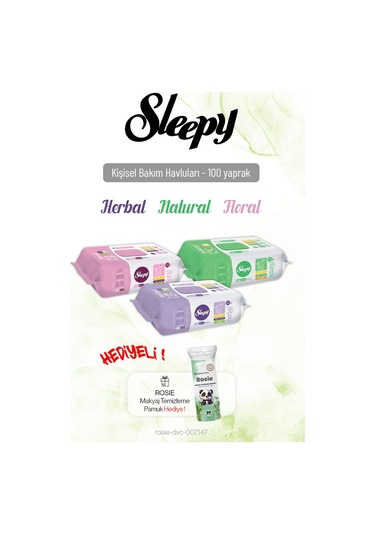Sleepy 100'lü Kişisel Bakım Havlu Seti x 3 ve Rosie Hediye Tekli