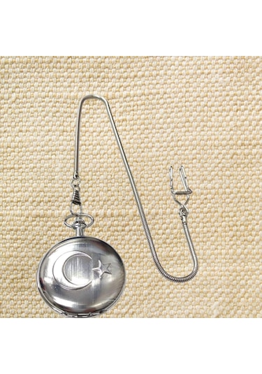 Kişiye Özel Retro Ay Yıldız Kabarmalı Köstekli Saat