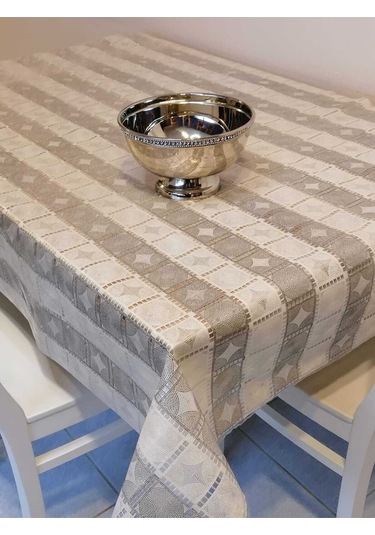 Desenli Silinebilir Masa Örtüsü Gri