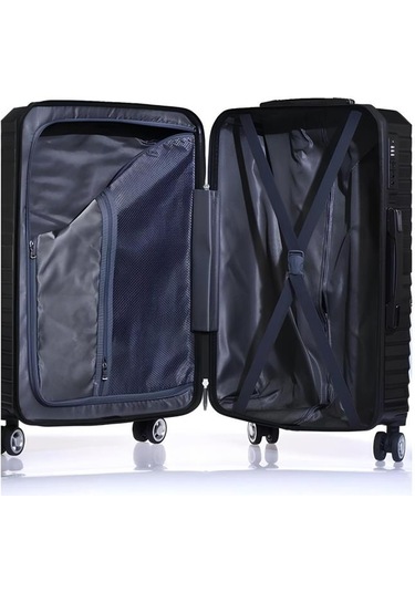 Orta Boy %100 Polikarbon Valiz Siyah 1819 Siyah