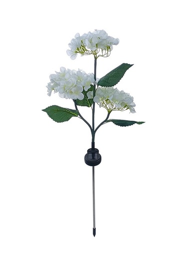 Mufunye Beyaz 3 Başlı Gül Desenli Güneş Enerjili Led Feneri - Dış Mekan İçin Su Geçirmez Bahçe Balkon Dekorasyon Aydınlatması