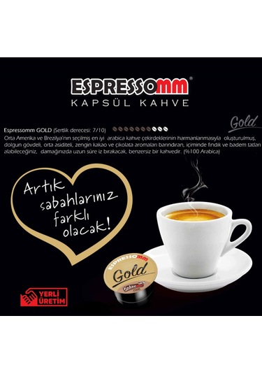 Espressomm® Tchibo Cafissimo Makineleri İle Uyumlu Gold Kapsül Kahve 10 x 10'lu
