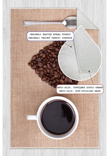 Dijital Baskılı Dekoratif Kaymaz Taban Yıkanabilir Kahve Desenli Halı Mutfak Halısı Yolluk Salon Halısı