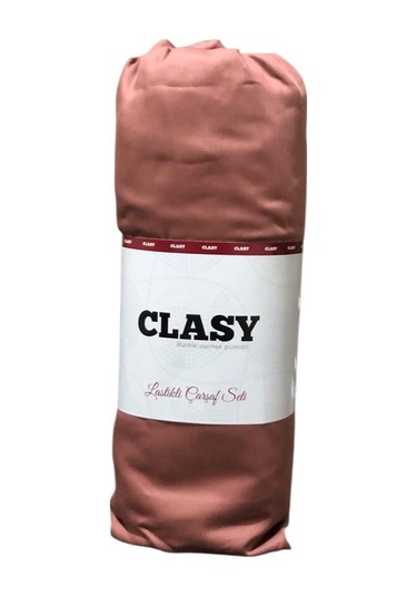 Clasy Tek Kişilik %100 Pamuk Saten Lastikli Çarşaf + 1 Adet Yastık Kılıfı 100 X 200 Kiremit