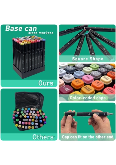 Hannah 80 Parça Siyah Çantalı Marker Seti Keçe Uçlu  Kalem