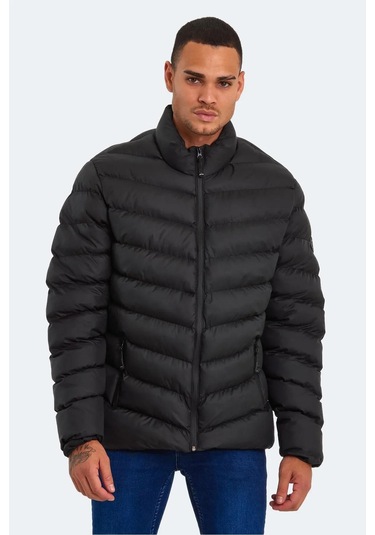 Slazenger Hear Erkek Puffer Şişme Mont Siyah Siyah