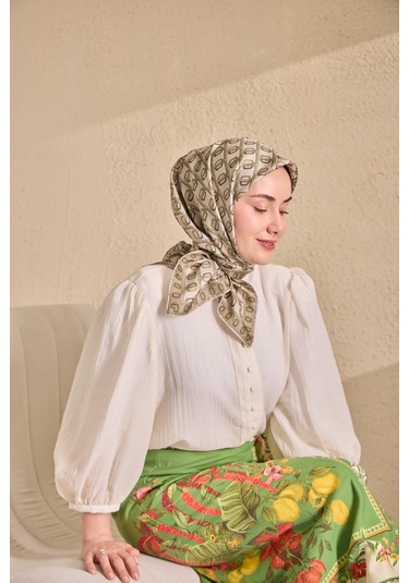 Silk Home Twill İpek Eşarp Zincir Krem Çok Renkli