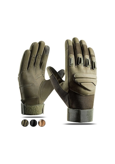 Happychildhood Erkek Xl Boyutu Dokunmatik Ekran Kullanılabilen Motosiklet Eldiveni - Siyah Standart Askeri Yeşil