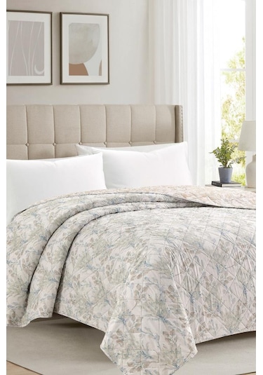 Sakura Elyaf Dolgulu Çift Taraflı Tek Kişilik 160x220 Cm Kırlentsiz Tek Pike Krem Krem